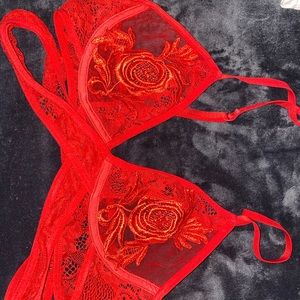 Red lace bralette